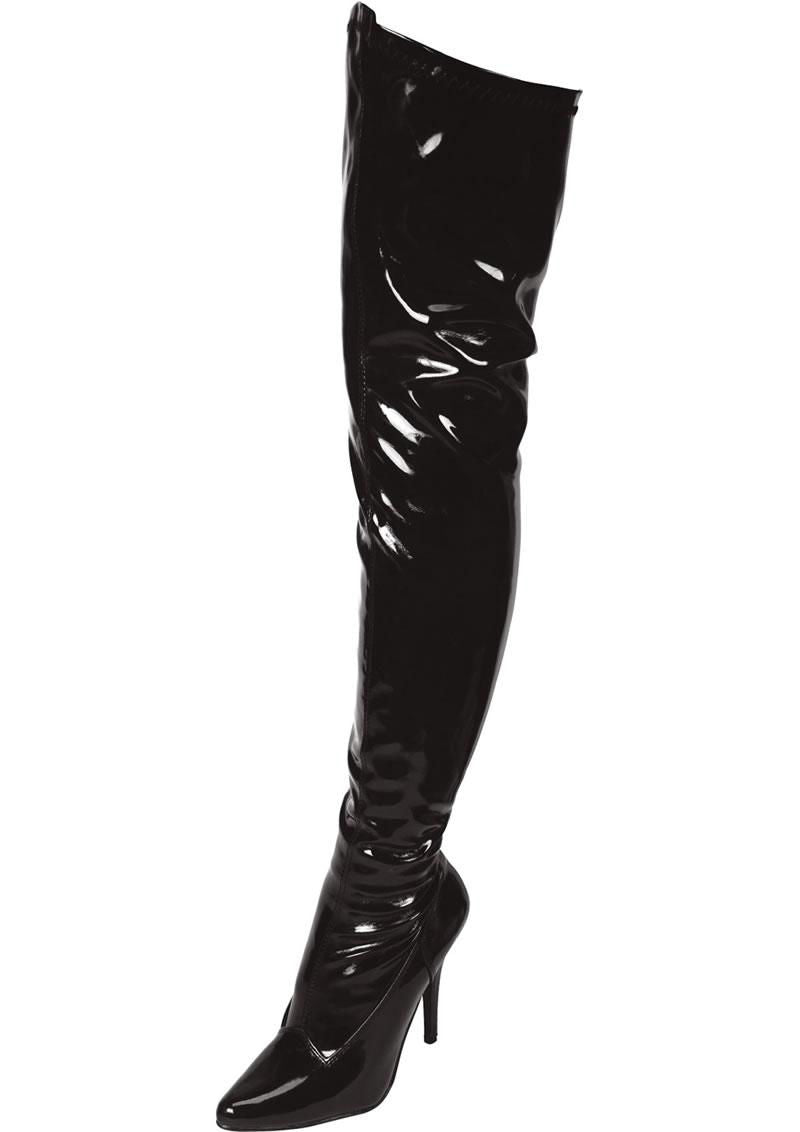Black Pointed Toe Thigh High Boot 5in Heel Size AU 8 - Shhh...