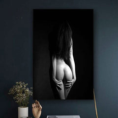 Black and White Nude Woman. Glamour photography printed on canvas - Shhh...
