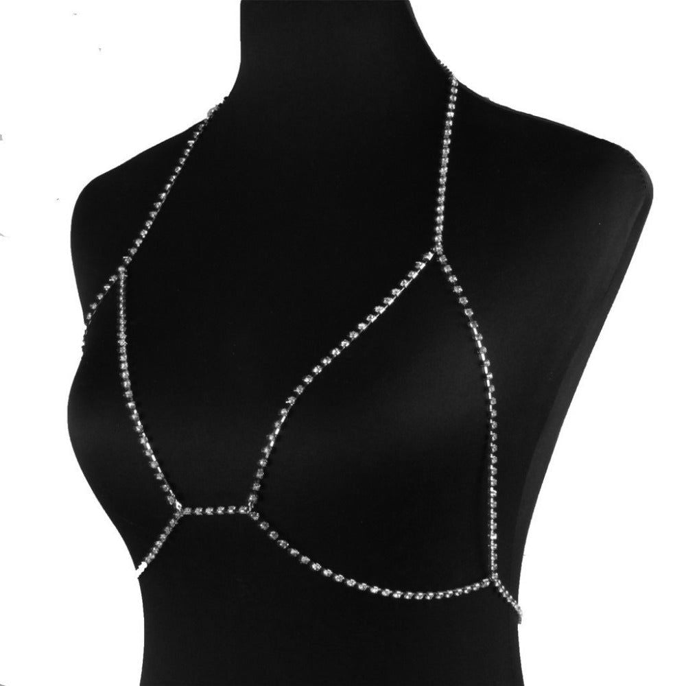 Body chain women's Rhinestone body bra harness gold or silver - Shhh...