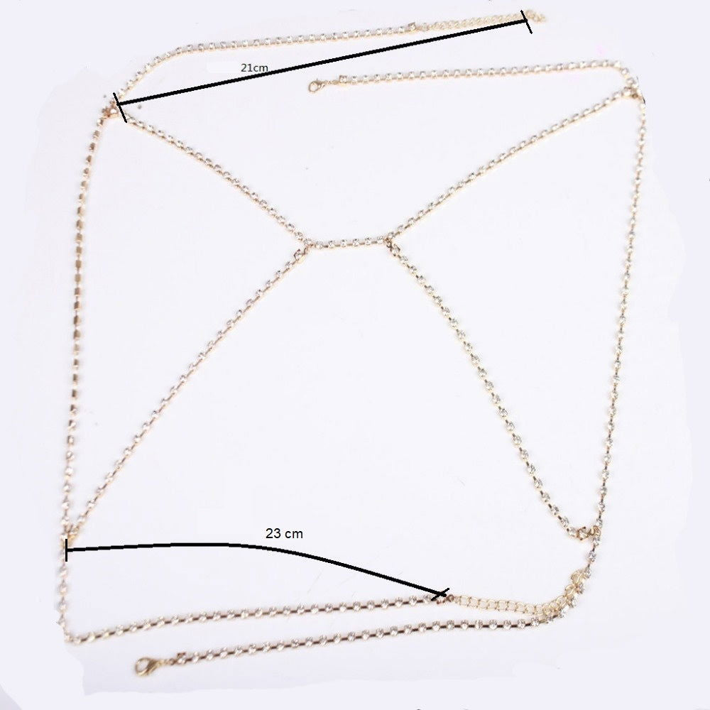 Body chain women's Rhinestone body bra harness gold or silver - Shhh...