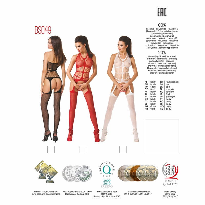 Bodystocking BS049 White - One Size fits most - Shhh...