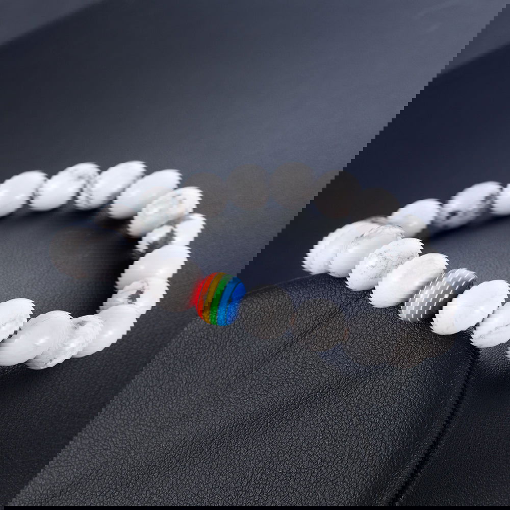 Bracelet LGBT Pride Unisex beaded bracelet Onyx black or Marble white - Shhh...