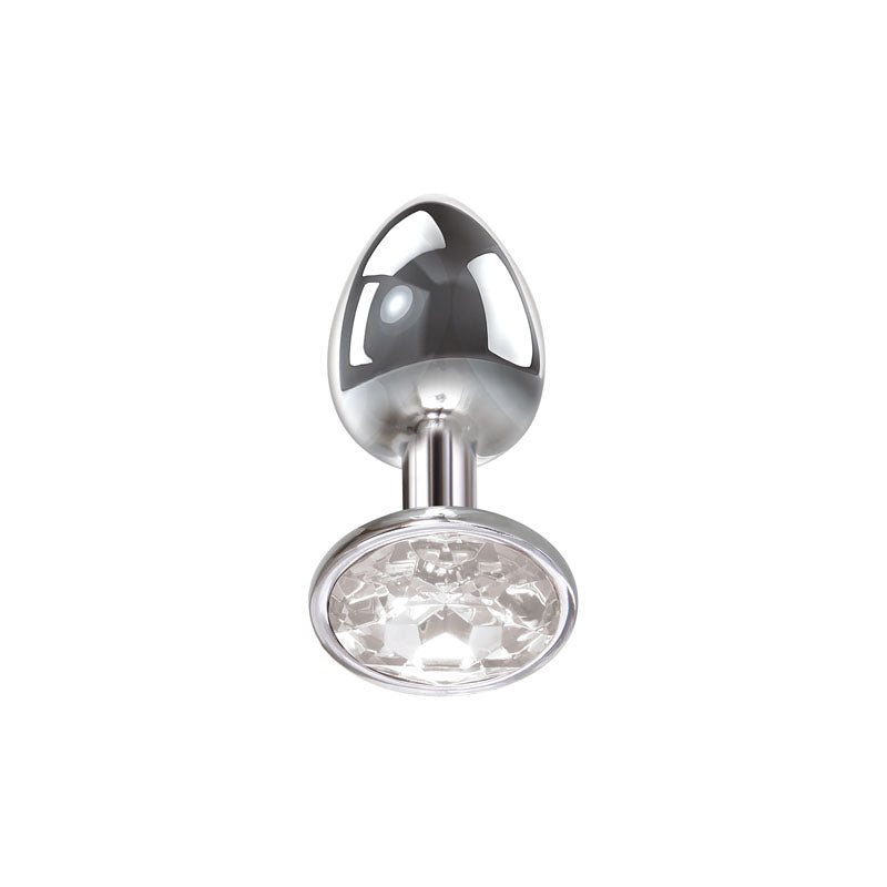 Adam & Eve Clear Gem Anal Plug - Small - Metallic 7.1 cm Small Butt Plug with Clear Gem Base