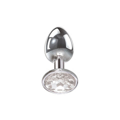 Adam & Eve Clear Gem Anal Plug - Small - Metallic 7.1 cm Small Butt Plug with Clear Gem Base