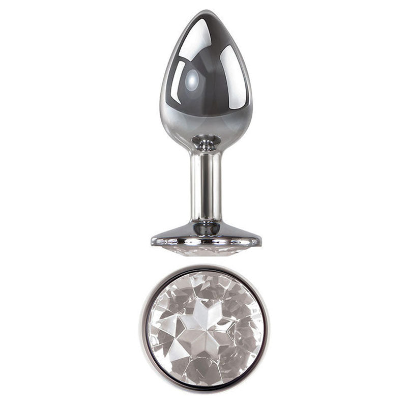 Adam & Eve Metal Anal Plug with Clear Gem - Medium