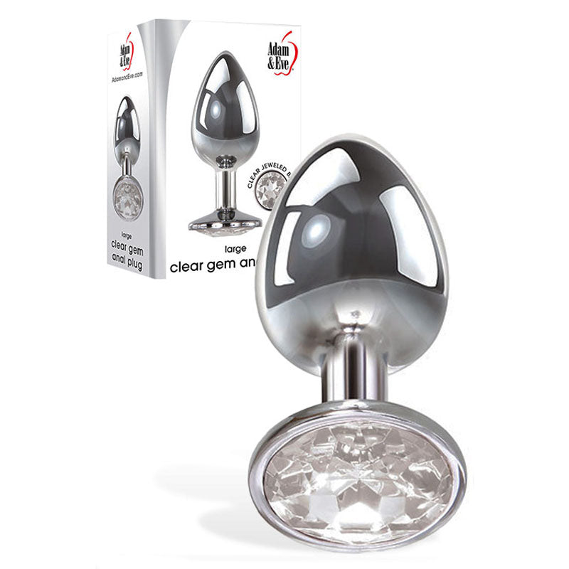 Adam & Eve Metal Anal Plug with Clear Gem  - Large