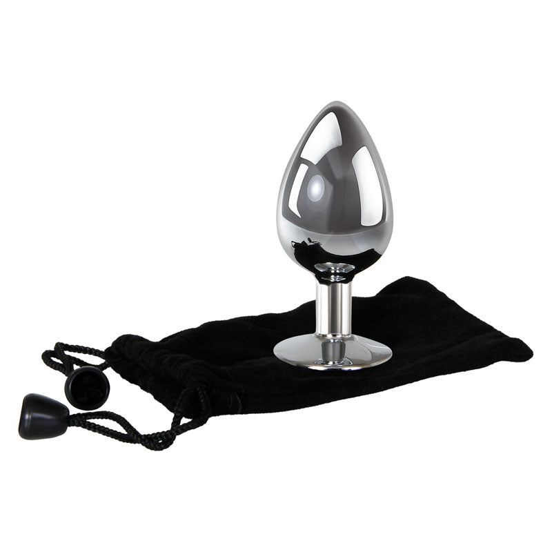 Adam & Eve Metal Anal Plug with Clear Gem  - Large