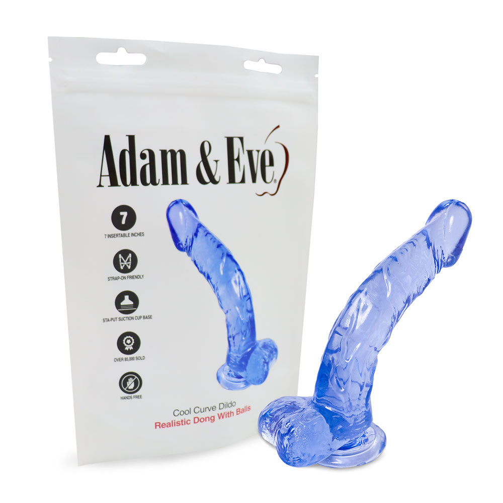 Adam & Eve Cool Curved 21cm Jelly G-Spot & P-Spot Stimulator Dong - Blue