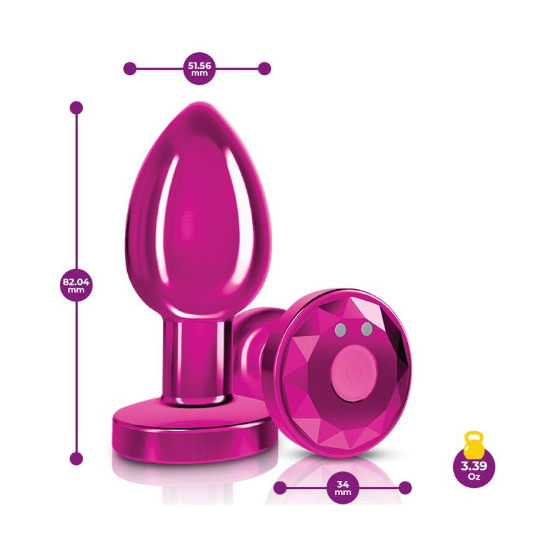 Cheeky Charms PINK Rechargeable Vibrating Metal Butt Plug w Remote Medium - Shhh...