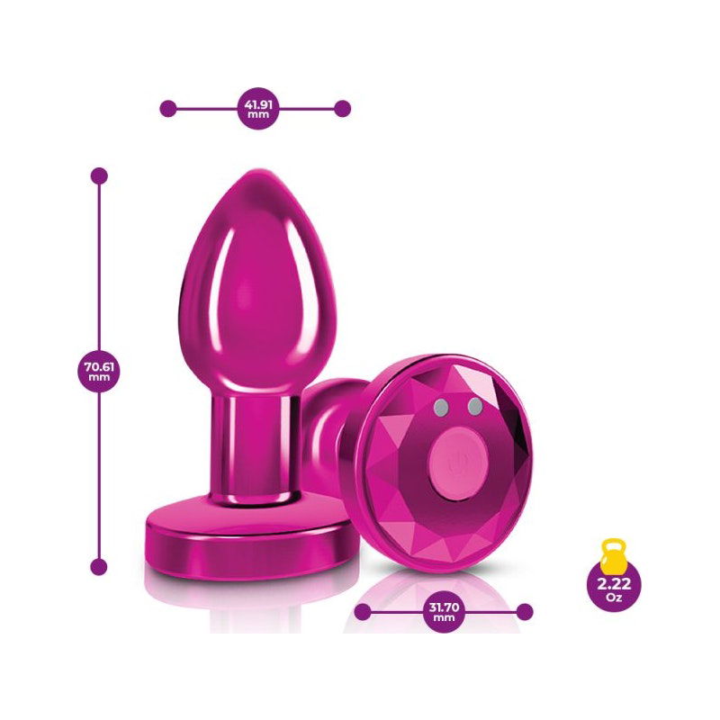 Cheeky Charms PINK Rechargeable Vibrating Metal Butt Plug w Remote Small - Shhh...