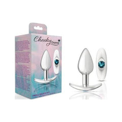 Cheeky Charms Silver Anchor Butt Plug w Clear and Teal Jewel Kit - Shhh...