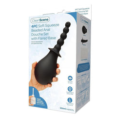 CleanScene 4 Piece Soft Squeeze Beaded Anal Douche Set with Flared Base - Shhh...