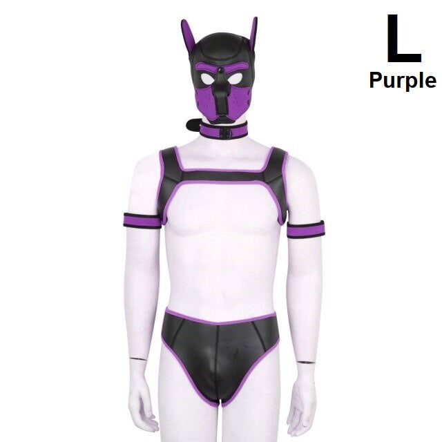 Complete Puppy Play body set costume 2 sizes and 6 colour choices - Shhh...
