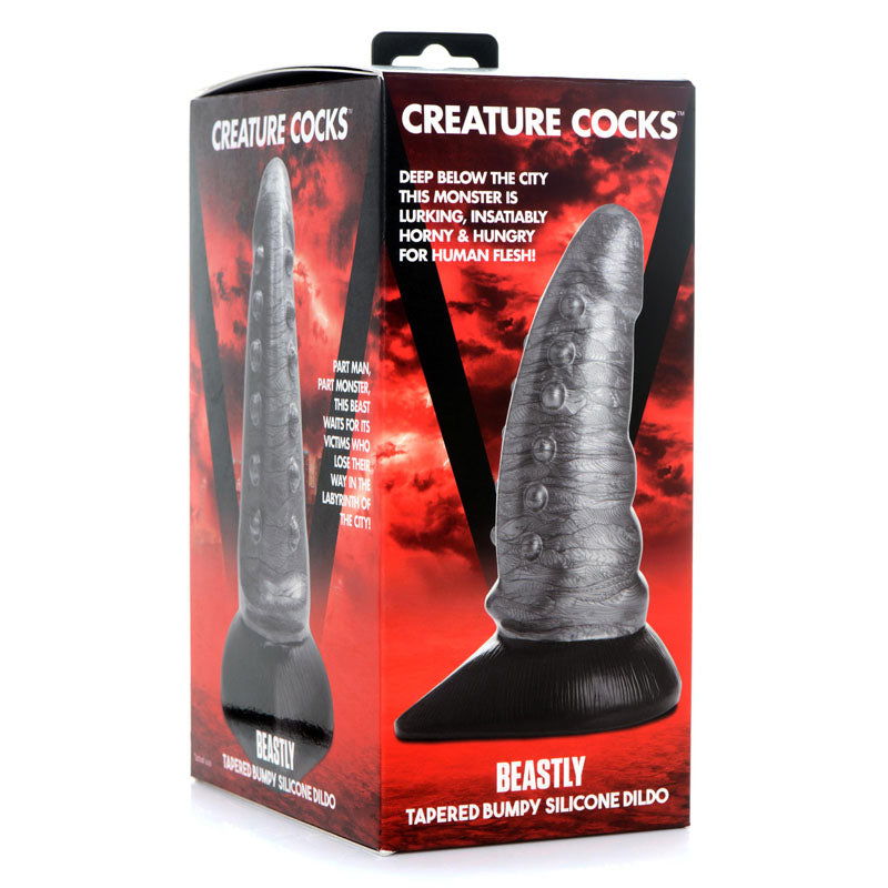 Creature Cocks Beastly Tapered Bumpy Silicone Dildo - Silver 21 cm - Shhh...