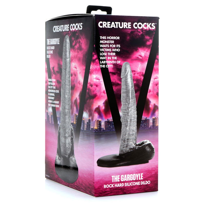 Creature Cocks The Gargoyle Rock Hard Silicone Dildo - Silver 23.6 cm - Shhh...