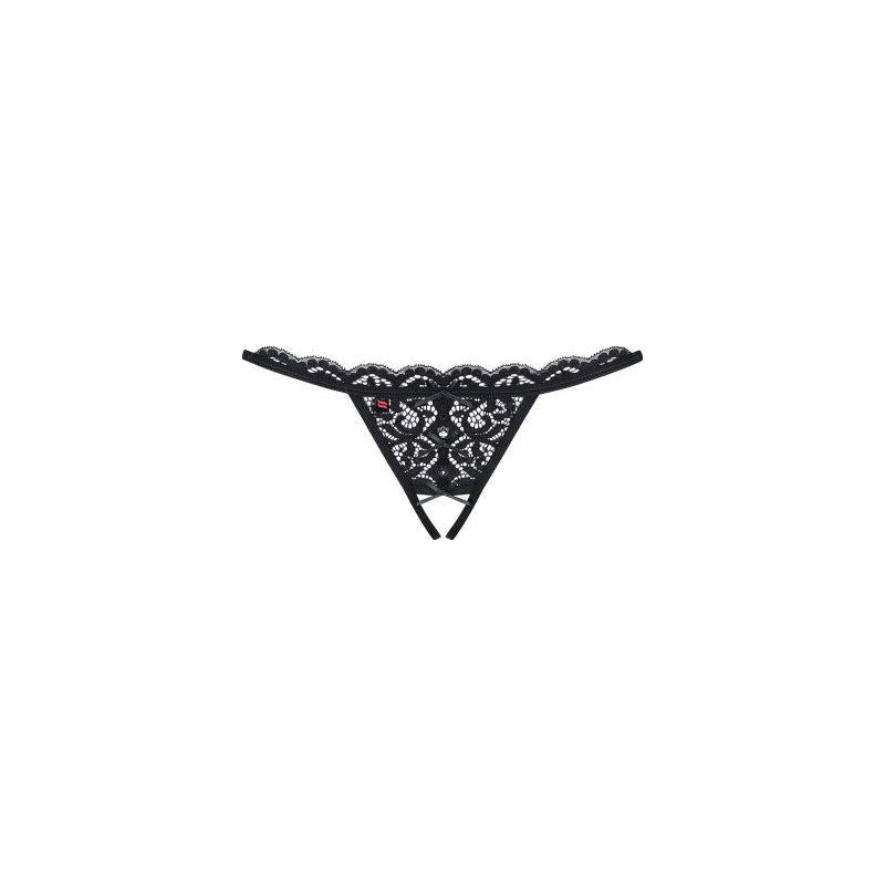 Crotchless Lace Thong 831 Black - 2 sizes - Shhh...