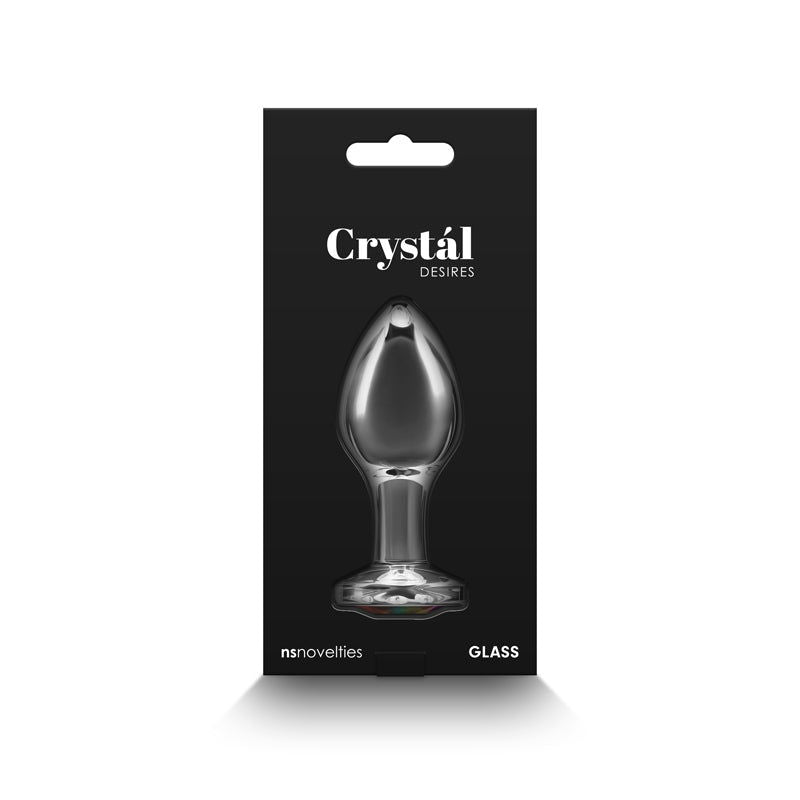 Crystal Desires Glass Butt Plug with Rainbow Gem - Medium - Shhh...