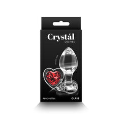 Crystal Desires Glass Butt Plug with Rose Heart Gem - Medium - Shhh...