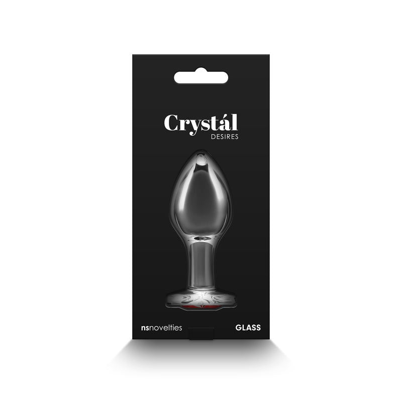 Crystal Desires Glass Butt Plug with Rose Heart Gem - Medium - Shhh...