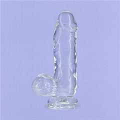 Crystal Dildo w Balls 6in Clear - Shhh...