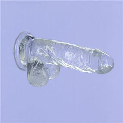 Crystal Dildo w Balls 6in Clear - Shhh...