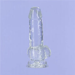 Crystal Dildo w Balls 6in Clear - Shhh...