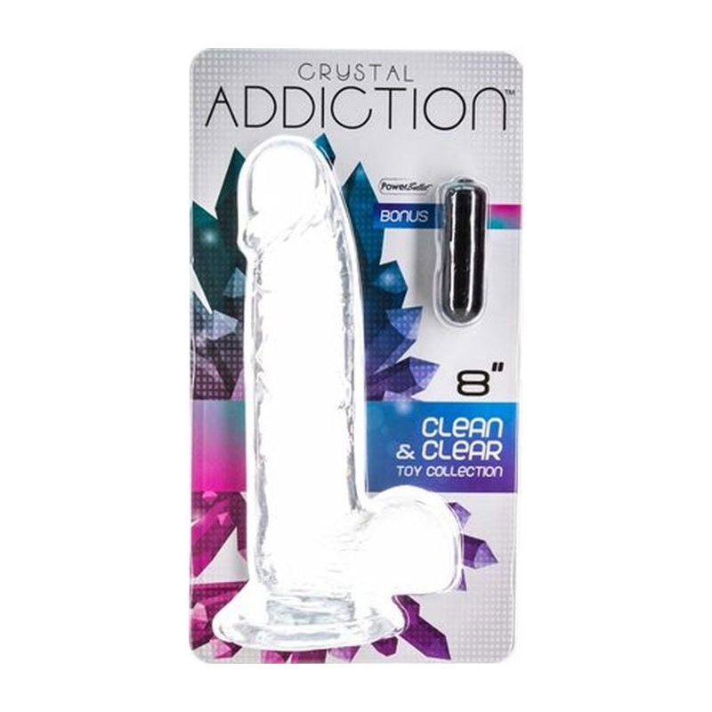 Crystal Dildo w Balls 8in Clear - Shhh...