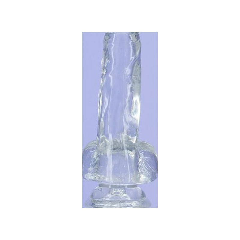 Crystal Dildo w Balls 8in Clear - Shhh...