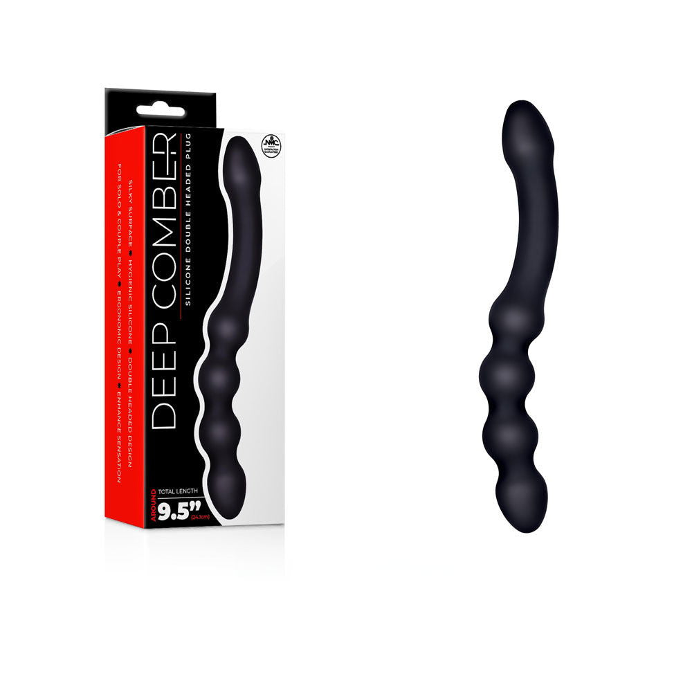 Deep Comber 24cm Beaded Double Ended Dildo - Black - Shhh...