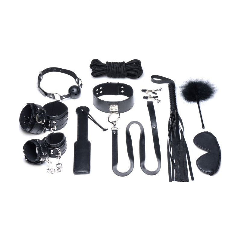 Deluxe 10 Piece Bondage Set Black - Shhh...