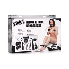 Deluxe 10 Piece Bondage Set Black - Shhh...