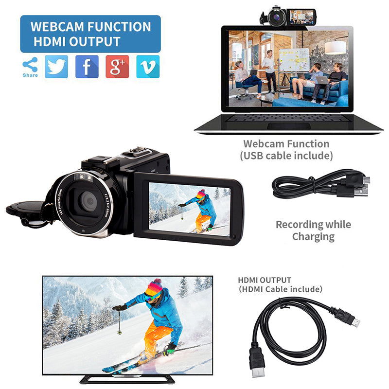 Digital Camcorder LCD Touch Screen 16X Zoom, WiFi with Remote control - Shhh...