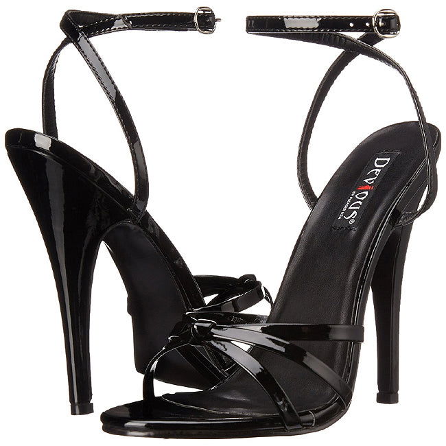 Domina 108 Sandal with 6 inch heel - Black Patent - Shhh...