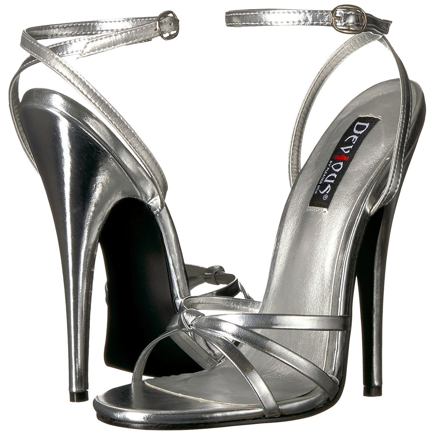 Domina 108 Sandal with 6 inch heel - Silver Metallic - Shhh...