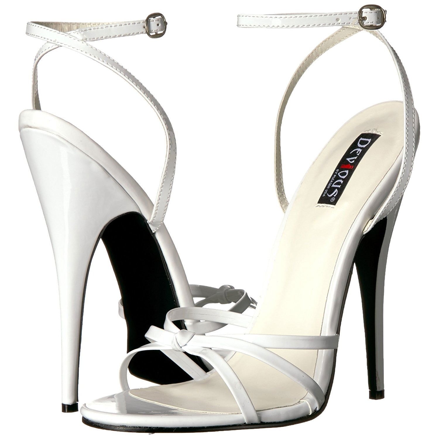 Domina 108 Sandal with 6 inch heel - White Patent - Shhh...