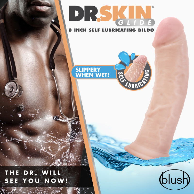 Dr. Skin Glide 8 Inch Self Lubricating Dildo -  20.3 cm Dong - Shhh...