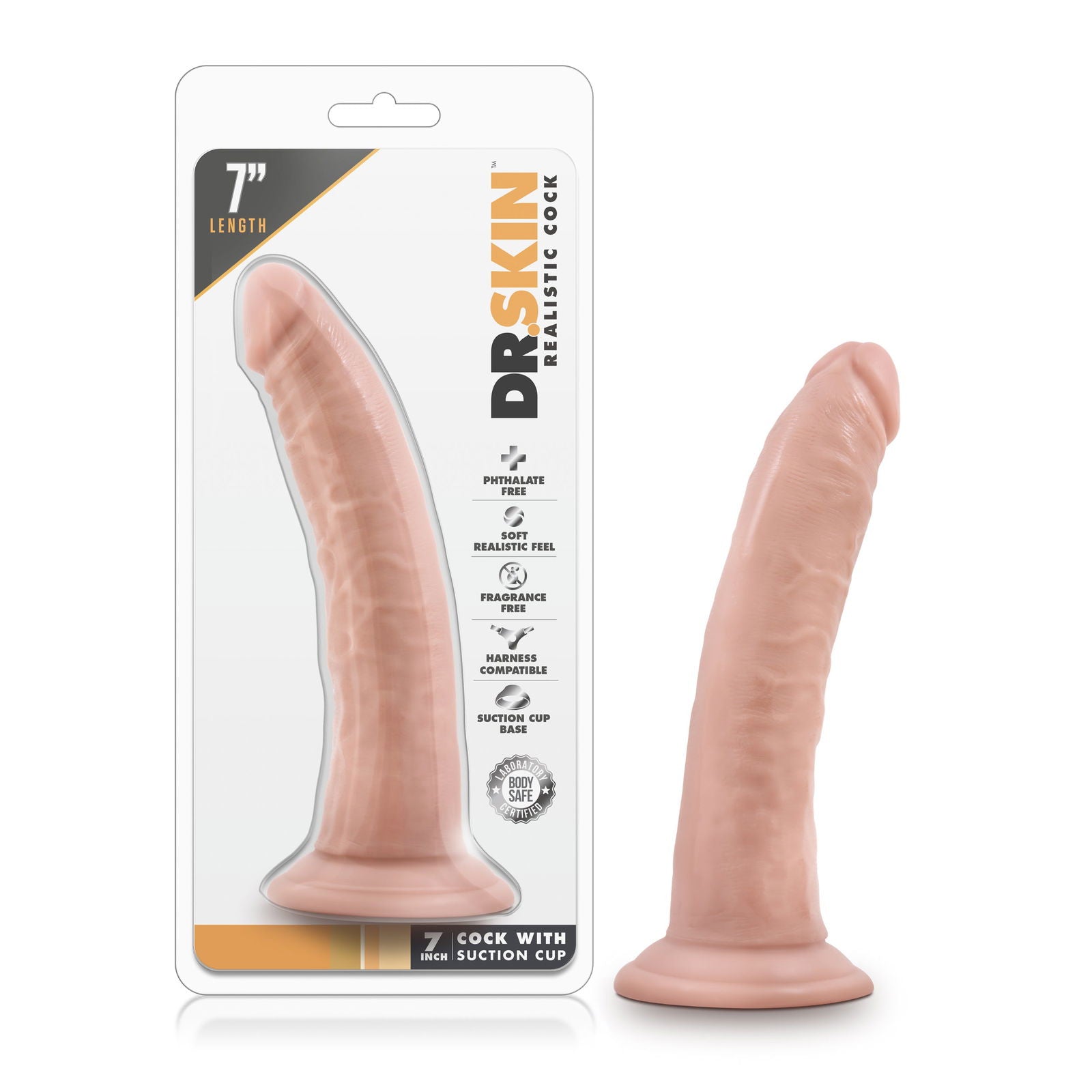 Dr Skin 7in Cock With Suction Cup Vanilla - Shhh...
