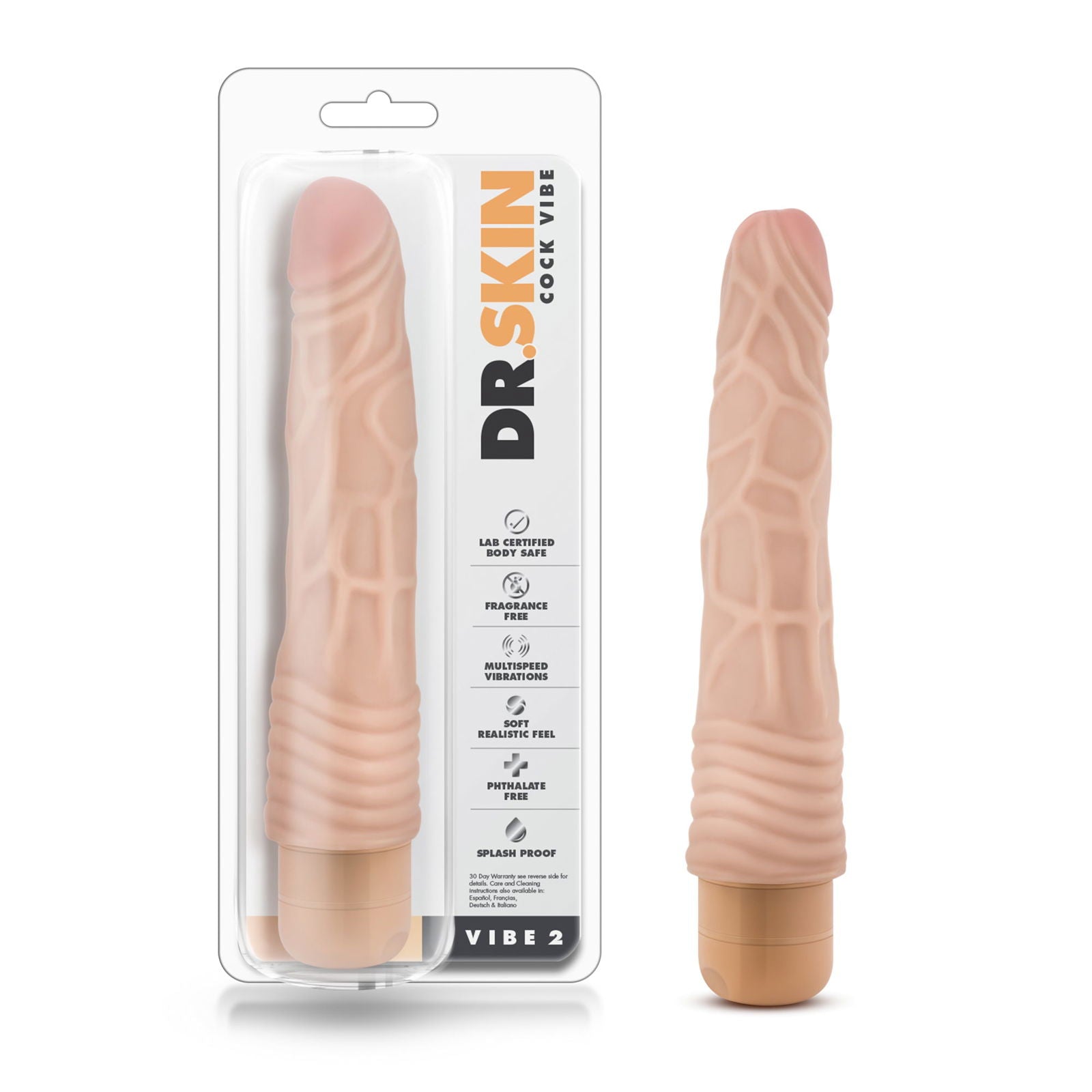 Dr Skin Cock Vibe 2 9in Vibrating Cock Beige - Shhh...