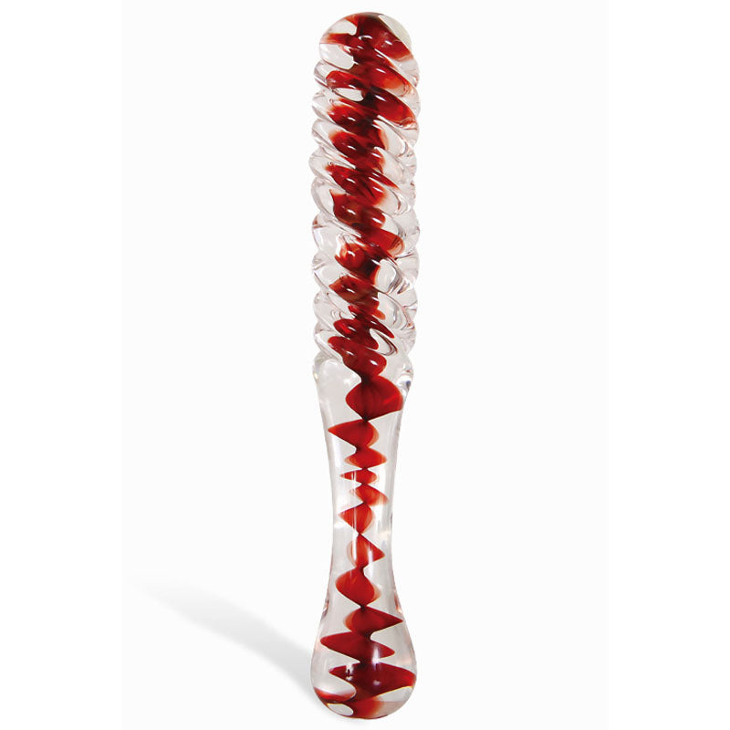 Adam & Eve Sweetheart Swirl Glass Dildo - Clear