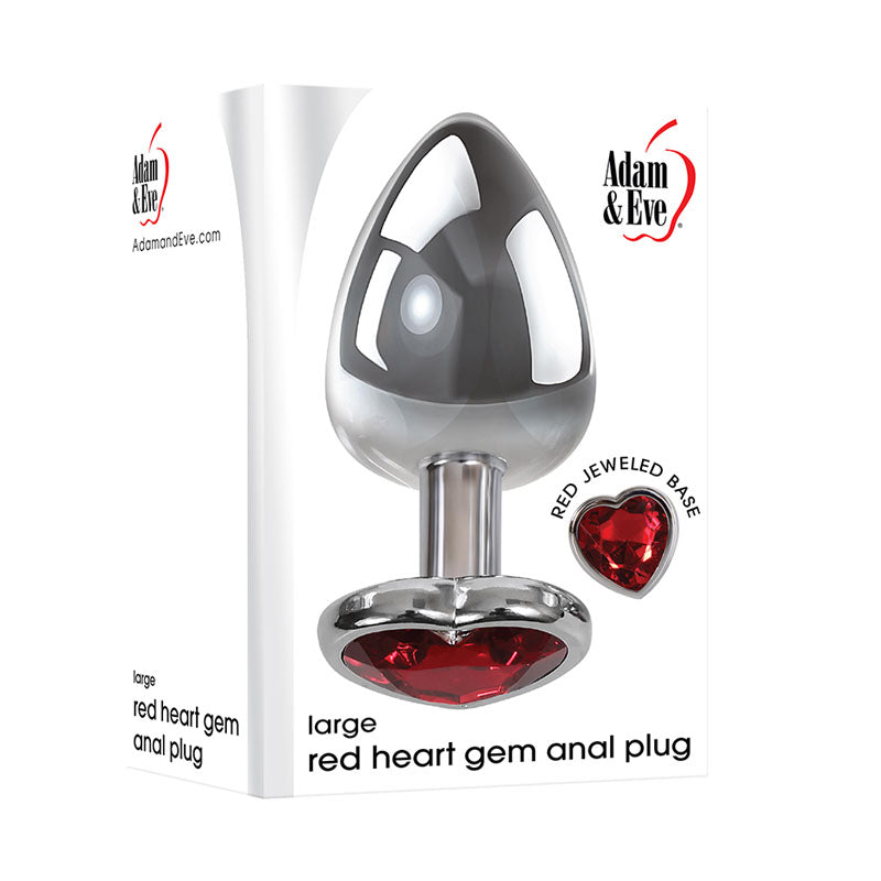 Adam & Eve Red Heart Gem Metal Anal Plug - Large