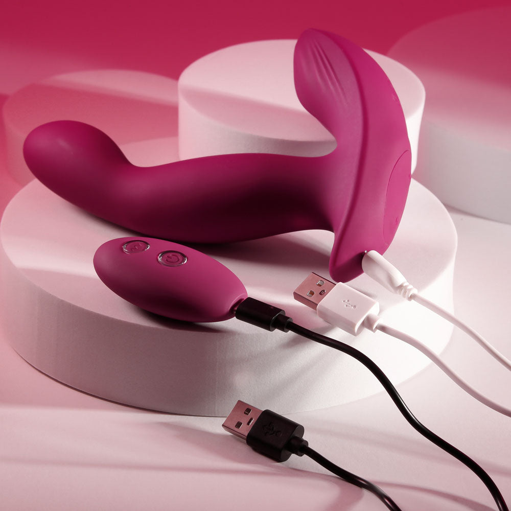 Evolved COME ON OVER - Burgundy  15.9 cm USB Rechargeable Vibrator with Wireless Remote