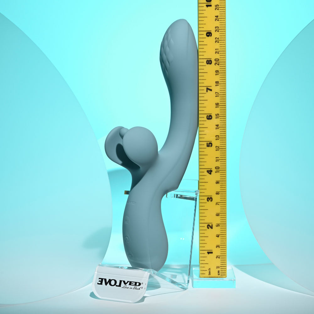 Evolved TAKE YOUR FLICK - Grey 24.1 cm USB Rechargeable Vibrator with Flicking Clitoral Stimulator