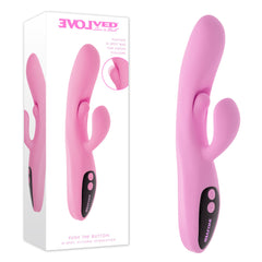 Evolved PUSH THE BUTTON - Pink 23.5 cm USB Rechargeable Rabbit Vibrator with G-Spot Bud