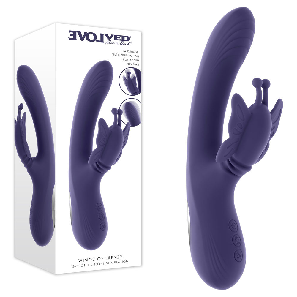 Evolved WINGS OF FRENZY - Purple USB Rechargeable Butterfly Vibrator