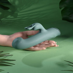 Evolved SATIN SWIRL - Green 23 cm USB Rechargeable Rabbit Vibrator with Swirling Head