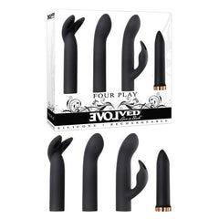 Evolved Four Play - Black USB Rechargeable Bullet with 3 Sleeves - Shhh...