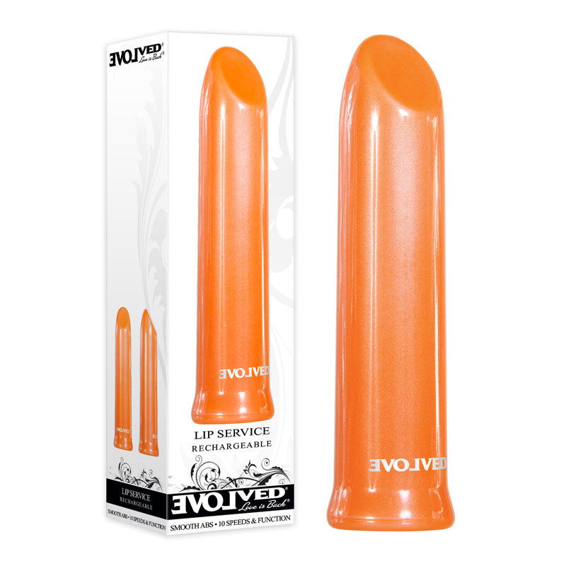 Evolved Lip Service - Orange 10 cm USB Rechargeable Lipstick Vibrator - Shhh...
