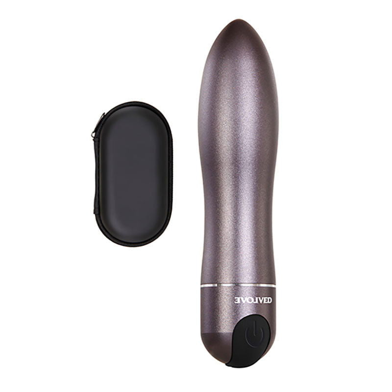 Evolved Travel-Gasm - Gray 9 cm USB Rechargeable Bullet with Travel Case - Shhh...