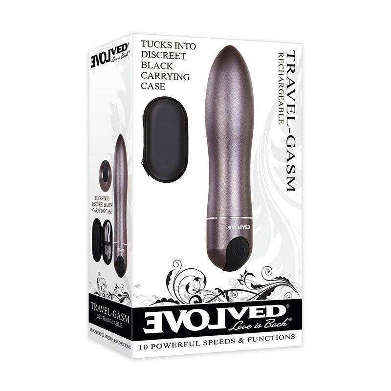 Evolved Travel-Gasm - Gray 9 cm USB Rechargeable Bullet with Travel Case - Shhh...