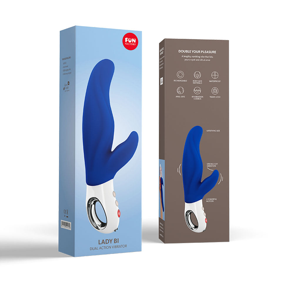 Fun Factory LADY BI ultramarine -  22.1 cm USB Rechargeable Rabbit Vibrator